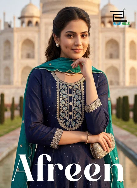 Afreen By Blue Hills Vichitra With Crep Kurti With Bottom Dupatta